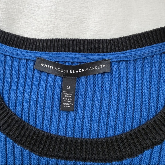 White House Black Market blue and black ribbed sweater Women's Size S - Picture 8 of 10